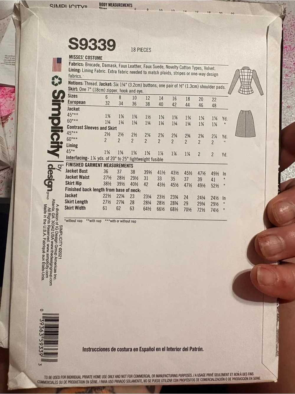 BN UNCUT SIMPLICITY 9339 H5 SEWING PATTERNS COSTUMES DISNEY HALLOWEEN